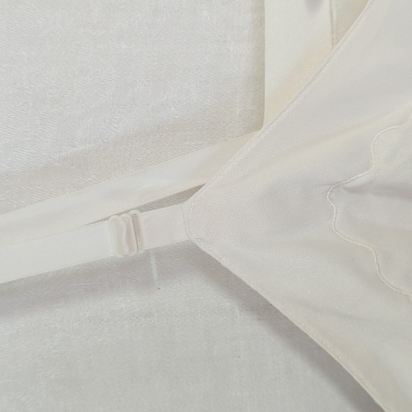 🍉 Vintage Movie Star Bone White Satin Slip Dress Midi Length Size 36 Ave - Picture 3 of 5